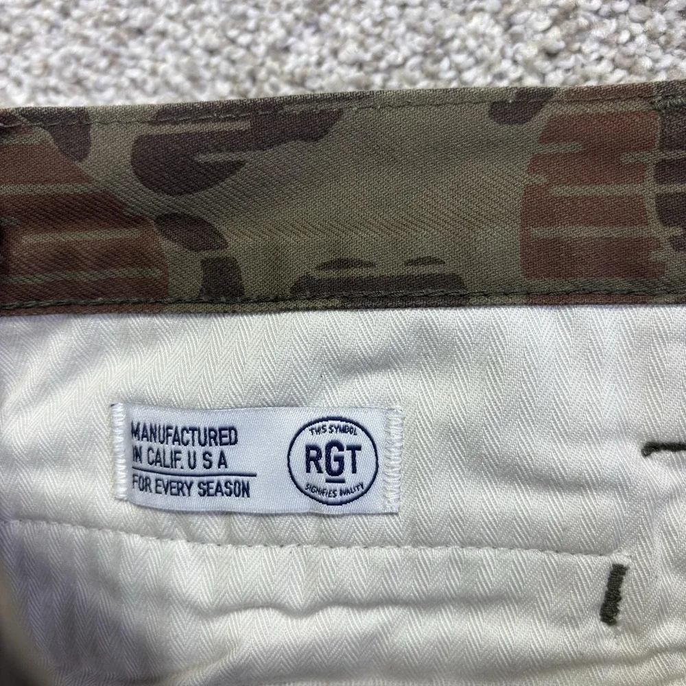 RGT Pants Mens 32x30 Green Camo Officer Trouser Slim Taper Chino USA